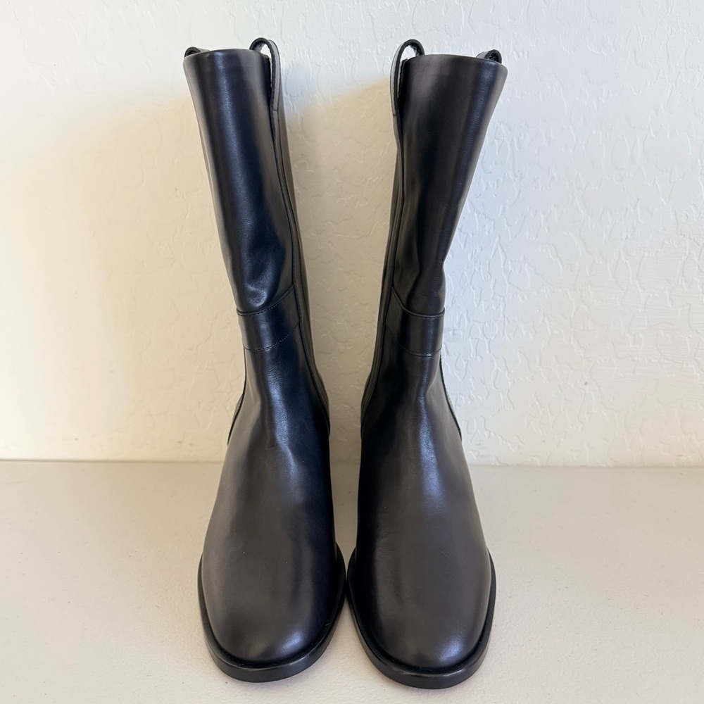 New Robert Clergerie Black Leather Block Heel Almond Toe Lida Boots Size EU 36.5 - Picture 4 of 7